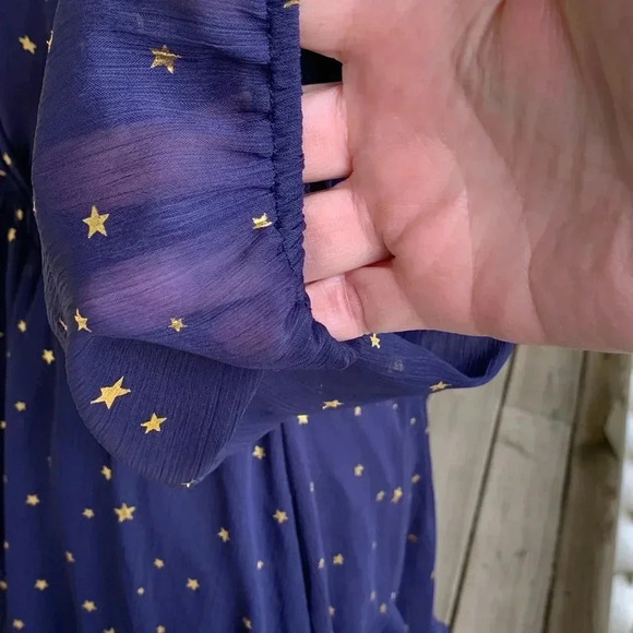 Altard State Dress Dark Blue W/ Gold Stars Print Dress Size Small Boho Fairy - Picture 8 of 9